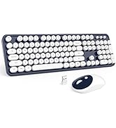 MOFII Wireless Keyboard and Mouse Combo, Dark Blue 2.4G Full Size Keyboard, Round Key Typewriter ...