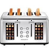 4 Slice Touch Screen Toaster with Wide Slots Stainless Steel Digital Toasters, Even Toasting for ...