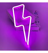 Lightning Shape Purple Neon Sign, Attivolife LED Art Decorative Lamp Cool Wall Decor for Home Roo...