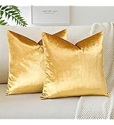 OTOSTAR Pack of 2 Velvet Soft Decorative Throw Pillow Covers 18 x 18 Inch Solid Square Cushion Ca...