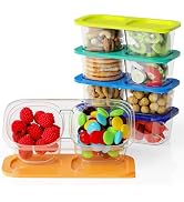 Snack Pack Containers , 5 Pack Reusable Snack Containers with Lids, 2 Compartment Small Bento Sna...