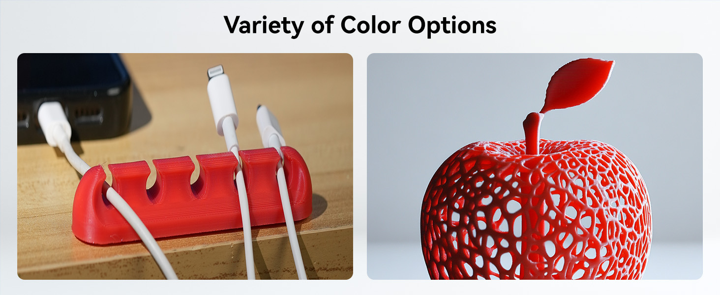 a red apple with a white wire plugged into it