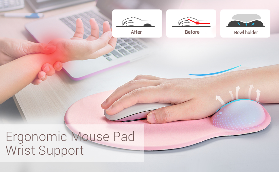 Ergonomic mouse pad wrist support
