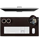 Elizo Leather Desk Mat Desk Pad Blotter Set - Real Full-Grain Leather (32x16) 2-Layer Genuine Des...