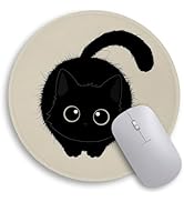 Immaturus Black Cat Mouse Pad, Cute Small Mouse Pads for Desk, Round Travel Mousepad for Wireless...