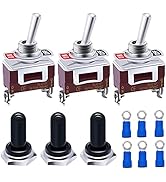 Twidec/3Pcs Waterproof Heavy Duty Toggle Switch 12V DC 30A SPST 2 Position 2 Pin ON/Off Switch wi...