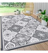 Pauwer Reversible Outdoor Rug, 6'x9', Waterproof, Polypropylene, Clover Grey, Area Rug for Patio,...
