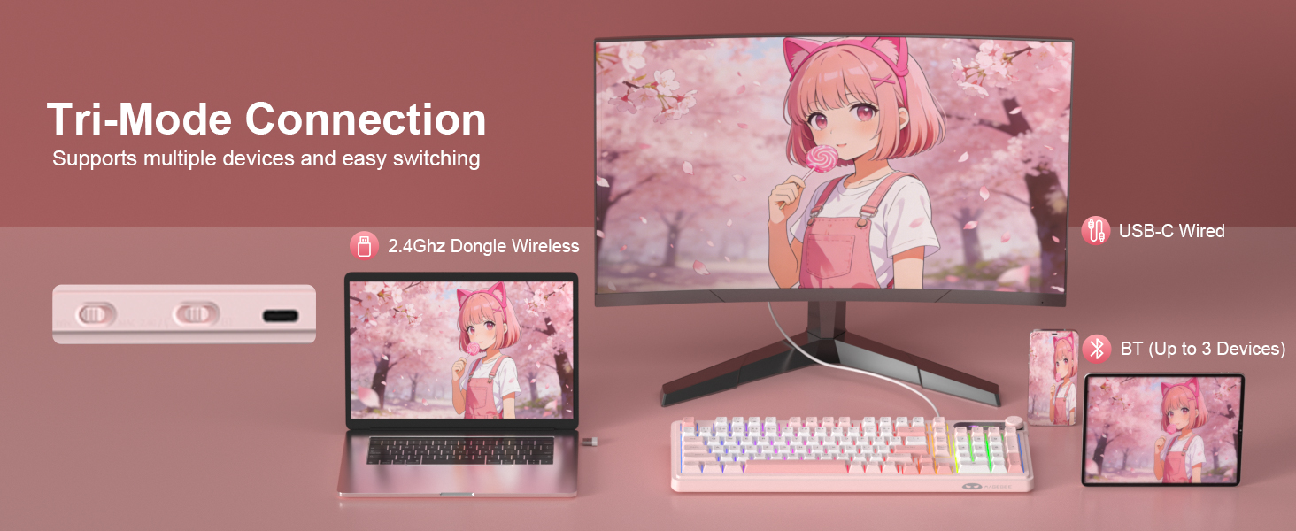 Tri-Mode Connection - Supports multiple devices and easy switching