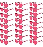 PLULON Heart Sunglasses for Women Pink Heart Glasses Valentine's Day Rimless Heart Shaped Sunglas...
