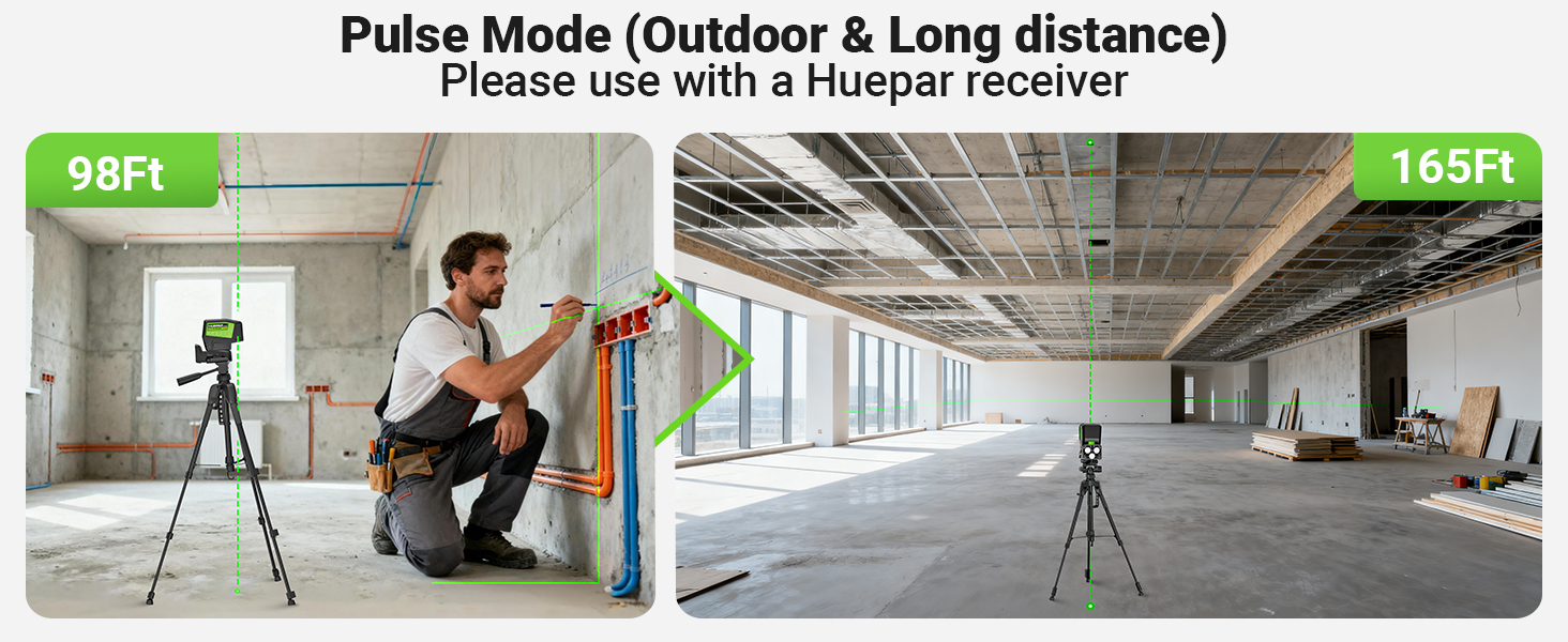 Huepar PL211G Laser Level with 2 Plumb Dots