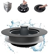 Hibbent Upgraded 3 in 1 Kitchen Sink Drain Strainer and Stopper Combo, Stainless Steel Metal Pop ...