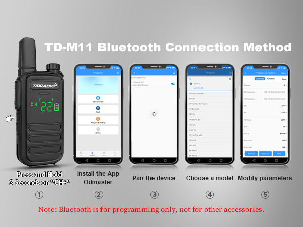 TD-M11 Walkie Talkies Bluetooth Connection Method
