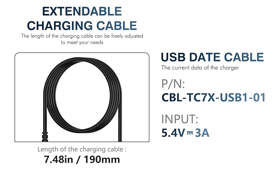 TC77 USB Charger Cable for TC77 TC70 TC72 TC75 TC75X TC70X TC55 TC720L TC75EK TC75AH TC75GK TC700H