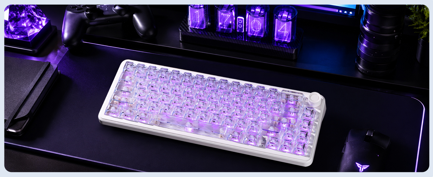 Vibrant RGB Shine-Through with Transparent Keycaps