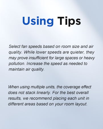 Use tip of PR1 air purifier for large room