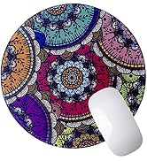 Performore Round Mandala Colorful Design Mouse Pad - 9" Diameter, 3MM Thick Non-Slip Rubber Base,...