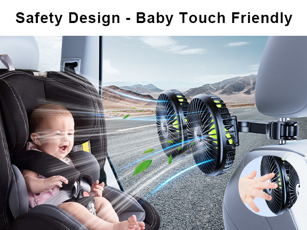 DICMKY Dual Head Car Cooling Fan for Back Seat