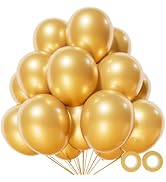 110pcs Metallic Gold Balloons, Metallic Gold Latex Balloons 12 inch, Gold Balloon for Birthday Pa...