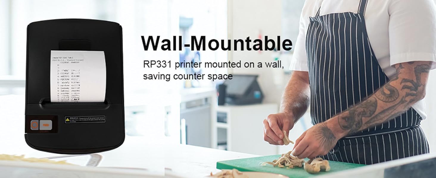 Wall-Mountable receipt printer, kitchen printer