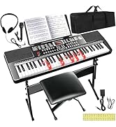 AQNIEGEP 61 Key Keyboard Piano for Beginners Electric Piano Keyboard Music Keyboard w/Stand, Benc...