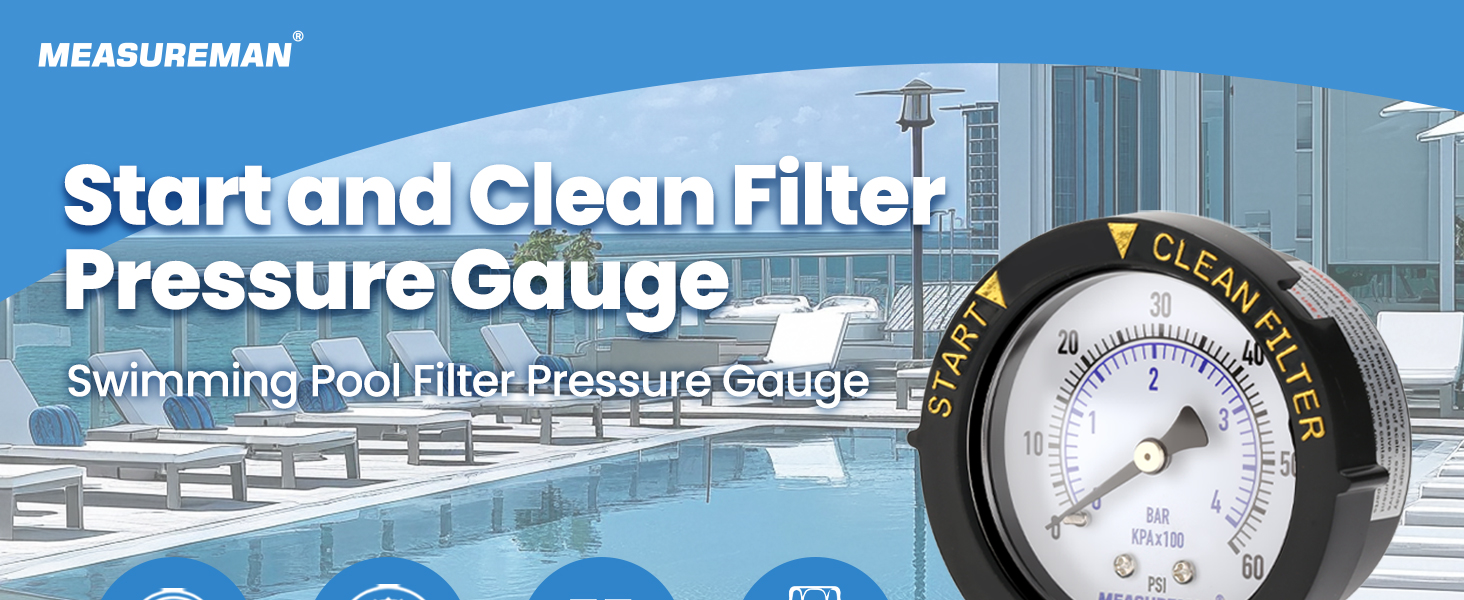 Measureman 2” Pool Filter Pressure Gauge