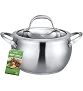 American Dream 4QT Stainless Steel Casserole Pot with Tempered Glass Lid