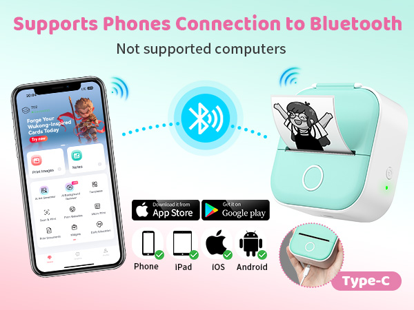 T02 Mini Sticker Printer - Wireless Sticker Maker Machine
