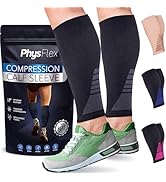 Calf Compression Sleeves for Men and Women - (1 Pair) Footless Compression Socks Support for Vari...