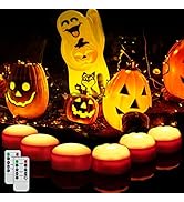 Litake LED Flameless Pumpkin Lights with Remote,Flickering Jack-O-Lantern Lights with Timer,Batte...