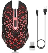 VEGCOO C12 Wireless Gaming Mouse,Rechargeable Mice Silent Click Cordless Mouse with 6 Buttons PC ...