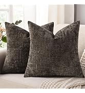 decorUhome Pack of 2 Spring Slubby Chenille Couch Throw Pillow Covers 18x18 Inch Neutral Soft Dec...