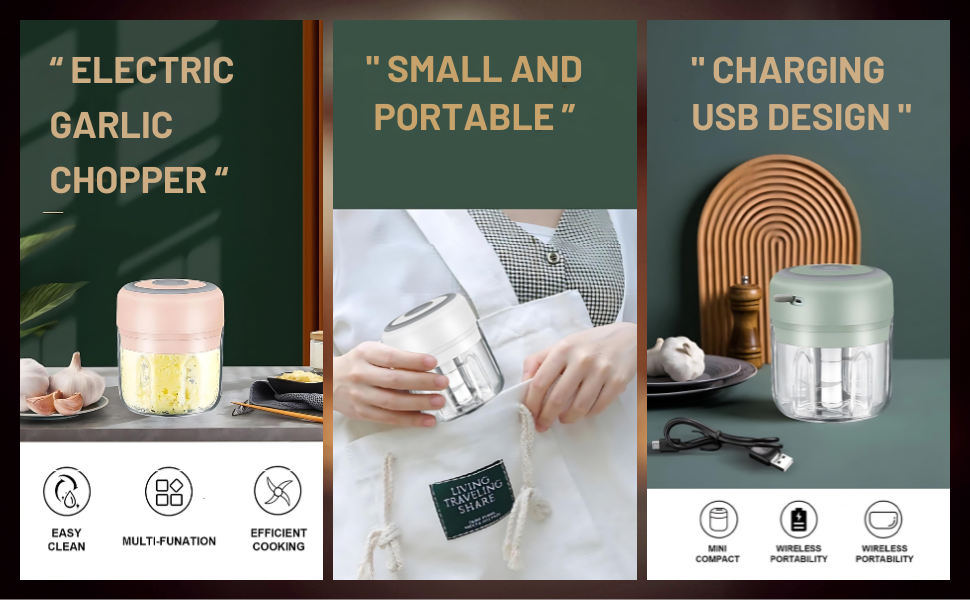 Mini Electric Food Processor and Garlic Chopper