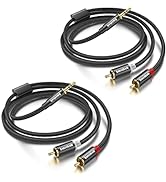 Smithok 2 Pack 3.5mm to RCA Cable,Gold Plated,Nylon Braided 1/8 Male to Male Stereo Aux Cord [Lef...