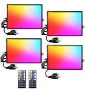 Onforu LED Flood Light Outdoor 700W Equiv, 70W Color Changing RGBW 2700K Floodlight with Remote, ...