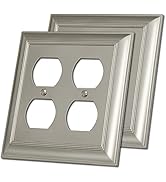 [2 Pack] BESTTEN Satin Nickel Zinc Alloy 2 Gang Duplex Wall Plate, Grand Collection Decorative Me...