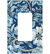 PPZCXWP Blue Flowers Branches Leaves Floral Pattern Single Decora Outlet Wall Plate 1 Gang Rocker...