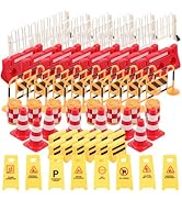 ibasenice Barricade Signal Toy - 62PCS Dollhouse Construction Street Playset Mini Traffic Barrica...