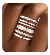 RLMOON Stackable Gold Rings for Women Non Tarnish Dainty 14K Gold/Silver Plated Stacking Thumb Ri...