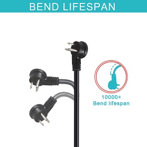 45-Degree Flat Plug 1.5FT 3-Outlet Power Splitter Extension Cord