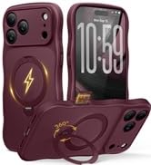for iPhone 18 Pro Max &amp; 17 Pro Max Case, Magnetic 360° Spin Stand Burgundy | Fit for Magsafe, Cut...