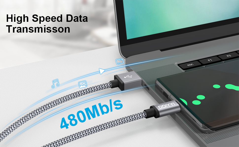 USB A to USB C 1ft grey