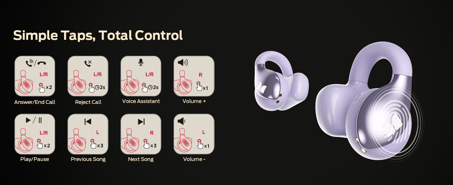 Touch Control Open Ear Earbuds