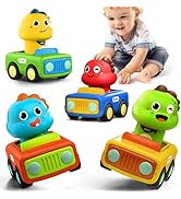 iPlay, iLearn Press Go Car Toys for Toddlers 1-3, Baby Animal Race Cars, Infant Play Car Set, Pus...