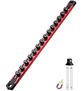 ALOANES Magnetic Socket Organizer Set, 3/8-Inch Drive Heavy Duty Aluminum Socket Rail Organizer, ...
