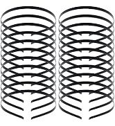 Lawie 20 Pack Bulk 7 MM Thin Silver Black Plain Blank Hard Wire Metal Headbands Base Hair Bands C...
