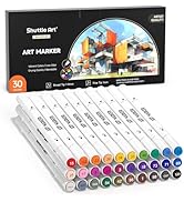 Shuttle Art 30 Colors Dual Tip Art Markers Permanent Marker Pens Highlighters Perfect for Illustr...