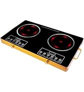 Electric Countertop Double Burner, 7000W Ceramic Cooktop with Crystal Glass Hot Plate &amp; Stay Cool...