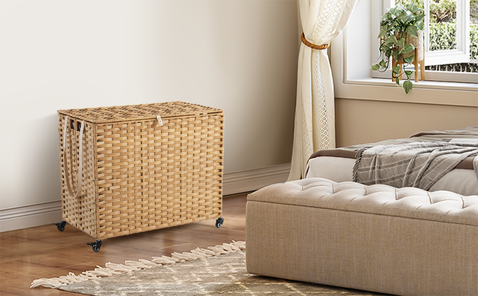 Rolling Laundry Basket with Lid