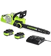 FASTPRO 40V 16-inch Cordless Chainsaw, Brushless Chain Saw Kit with 2 Batteries (4.0Ah) and Charg...