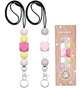 POPLOPP 2PCS Cute Lanyards for Id Badges and Keys for Women Teacher,Silicone Beaded Breakaway Lan...